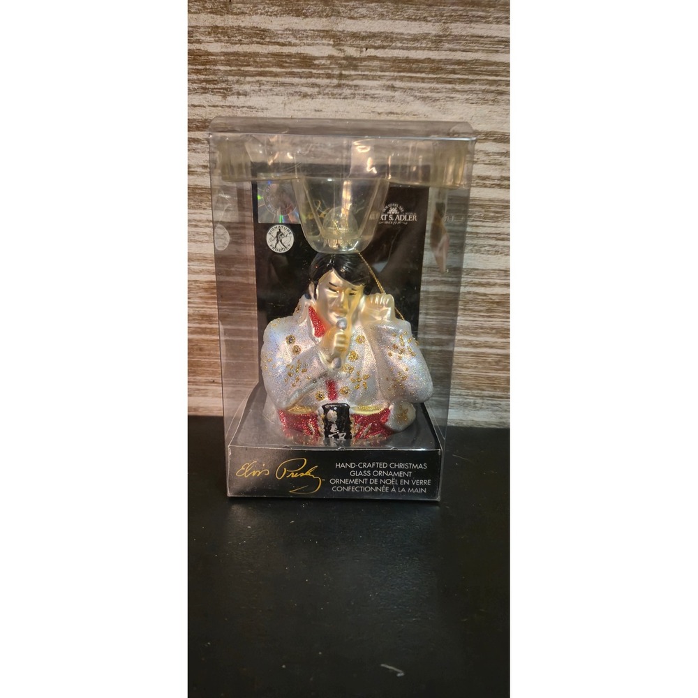 Kurt S Adler Elvis Presley Glass Christmas Ornament White Jumpsuit 2007 New